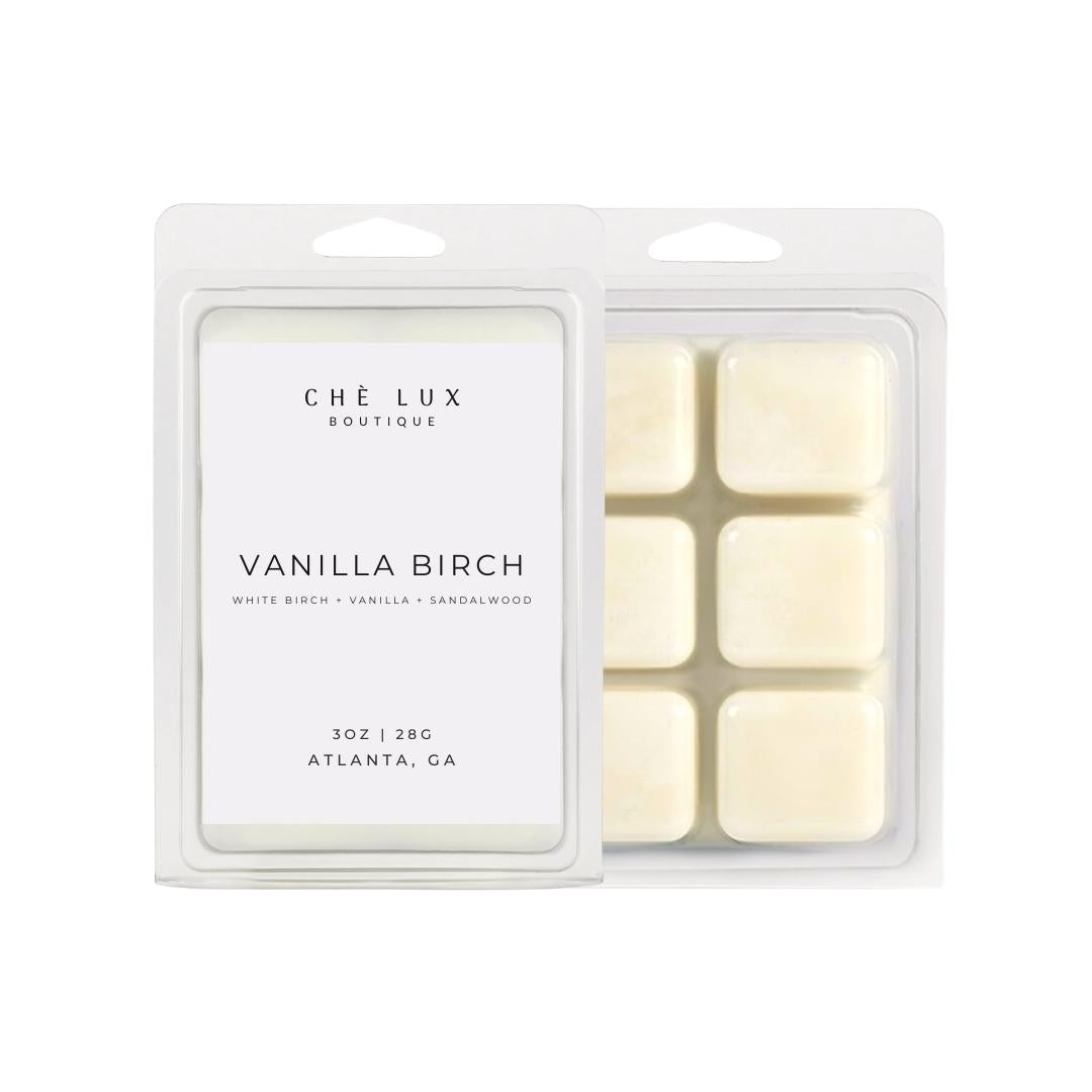 Vanilla Birch - White Birch, Vanilla, Sandalwood Scented Coconut Wax Melts - Che Lux Boutique