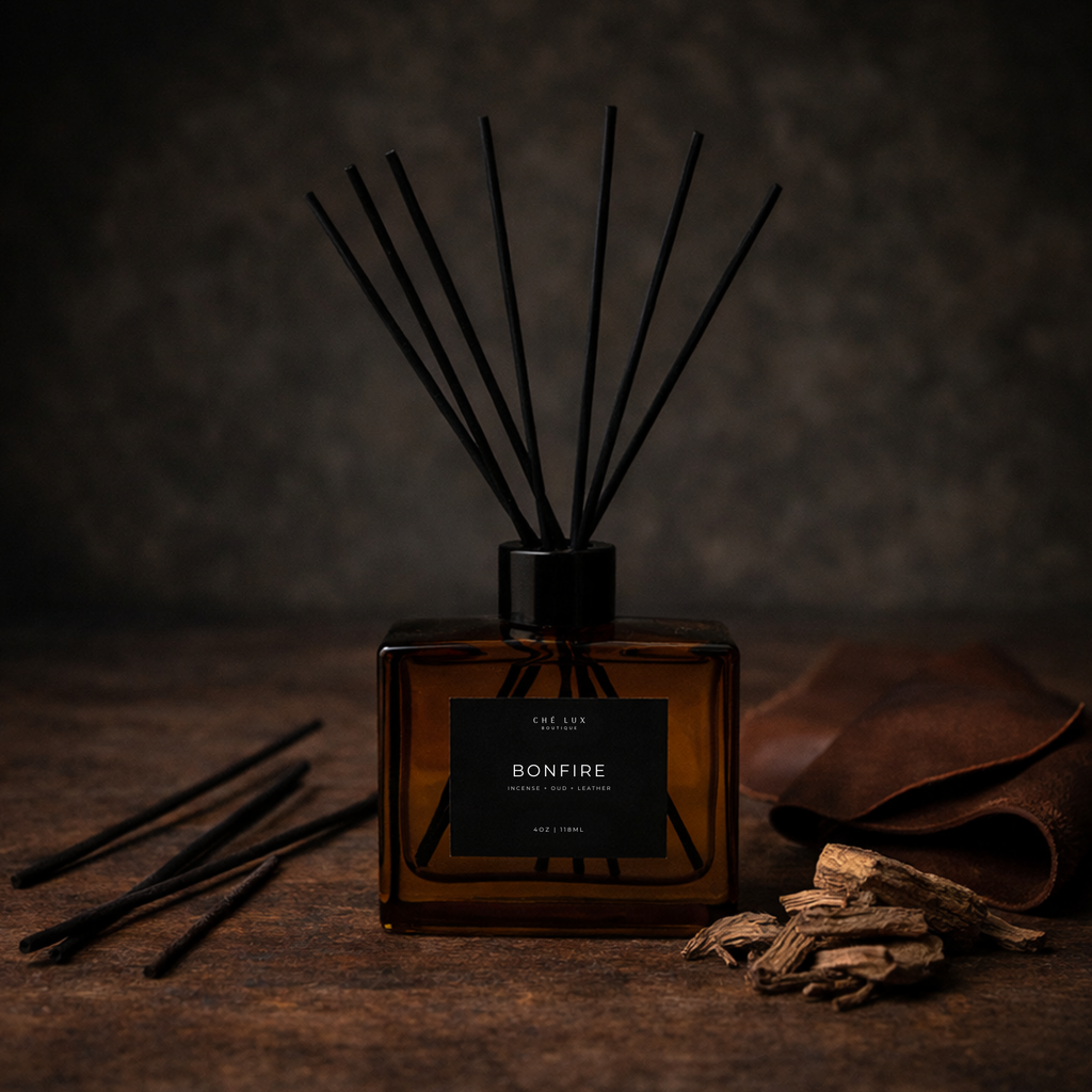 Bon Fire Diffuser Bonfire - Reed Diffuser | Incense + Oud + Leather - 4oz Amber Bottle ...